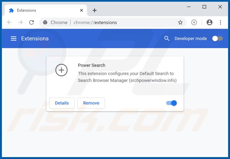 Removendo as extensões relacionadas ao srchpowerwindow.info do Google Chrome