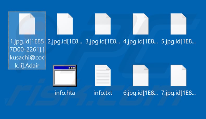 Ficheiros encriptados pelo ransomware Adair (extensão.Adair)
