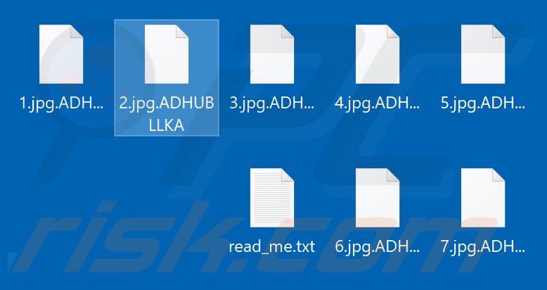 Ficheiros encriptados pelo ransomware Adhubllka (extensão .ADHUBLLKA)