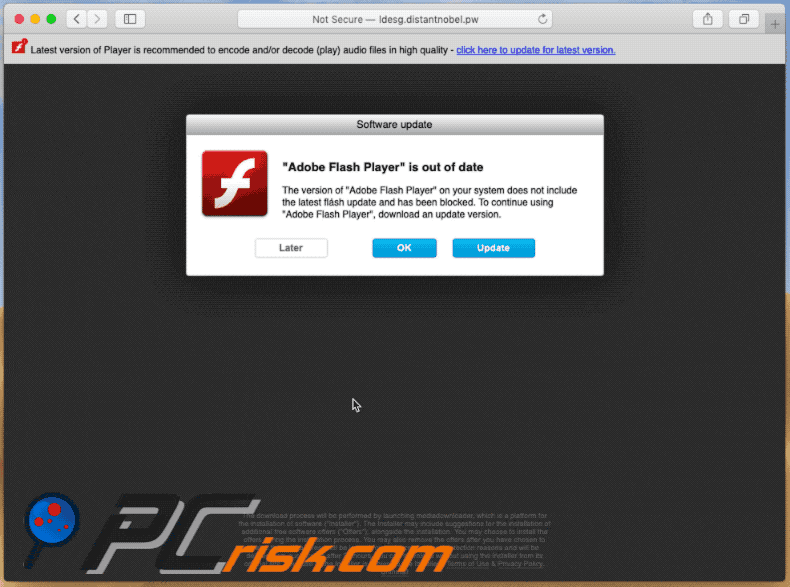 O Adobe Flash Player está desatualizado.
