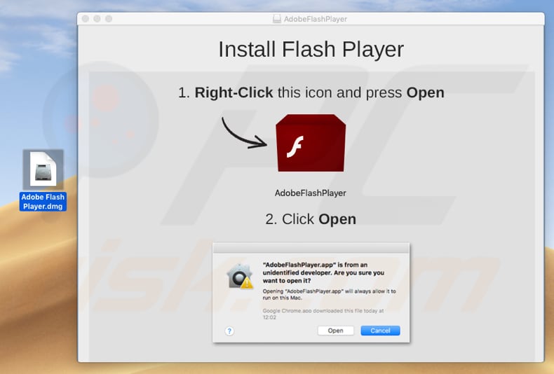 instalador falso do adobe flash player