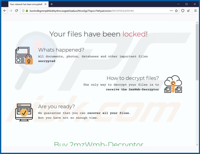 segunda página do website tor do ransomware ako