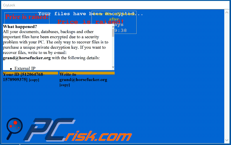 Gif pop-up do ransomware CryLock