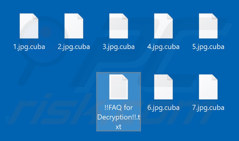 Ficheiros encriptados pelo ransomware Cuba (extensão .cuba)