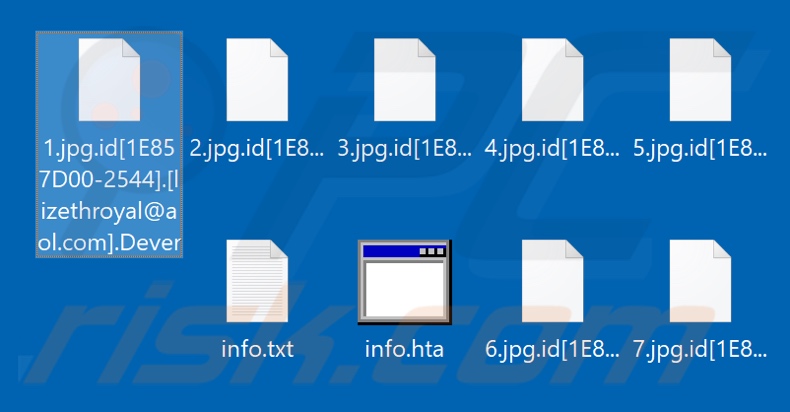 Ficheiros encriptados pelo ransomware Dever (extensão .Dever)