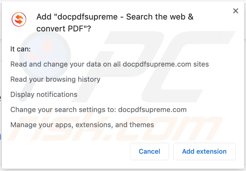 docpdfsupreme pede permissão para ler e alterar vários dados