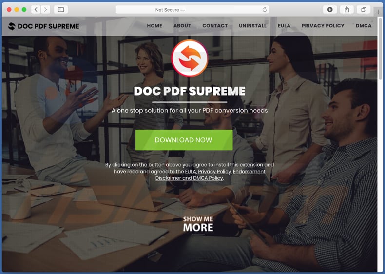 Site duvidoso usado para promover doctopdfsupreme.com 