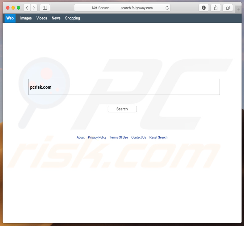 Sequestrador de navegador search.follysway.com num computador Mac