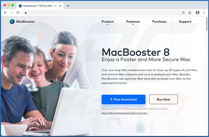 Site de promoção de aplicação indesejada MacBooster