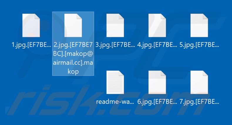 Ficheiros encriptados pelo ransomware Makop (extensão .makop)