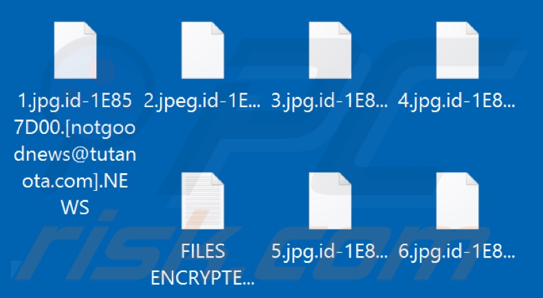Ficheiros encriptados pelo ransomware NEWS (extensão .NEWS)