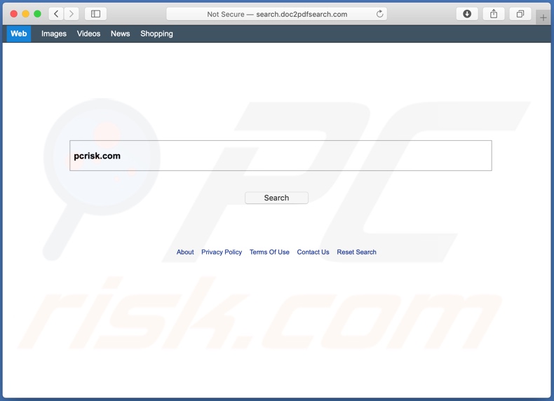 Sequestrador de navegador search.doc2pdfsearch.com num computador Mac