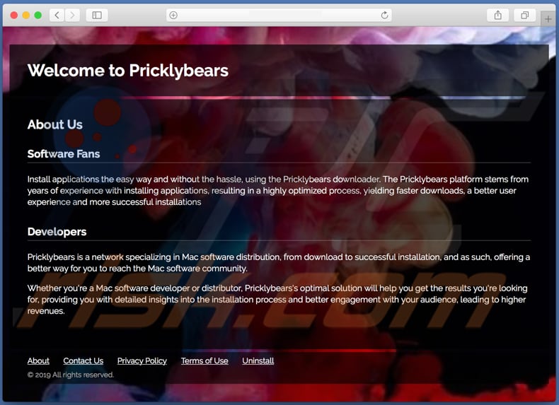 Site duvidoso usado para promover o search.pricklybears.com