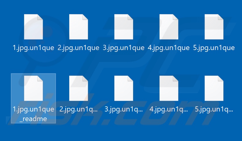  Ficheiros encriptados pelo ransomware Un1que (extensão .un1que)