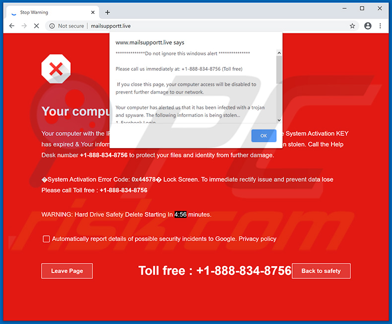pop-up da fraude Your Computer Has Been Locked