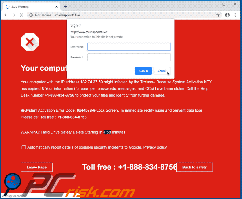O pop-up da fraude (GIF) Your Computer Has Been Locked
