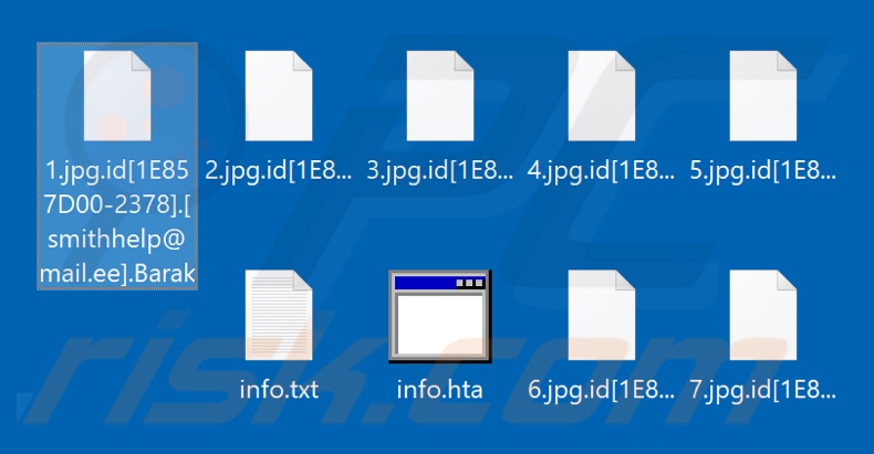 Ficheiros encriptados pelo ransomware Barak (extensão .Barak)