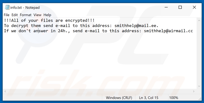  Ficheiro de texto do ransomware  Barak (info.txt)