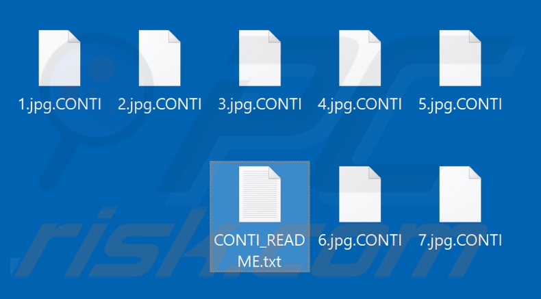 Ficheiros encriptados pelo ransomware CONTI (extensão .CONTI)