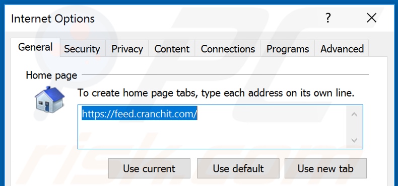 Removendo o feed.cranchit.com da página inicial do Internet Explorer