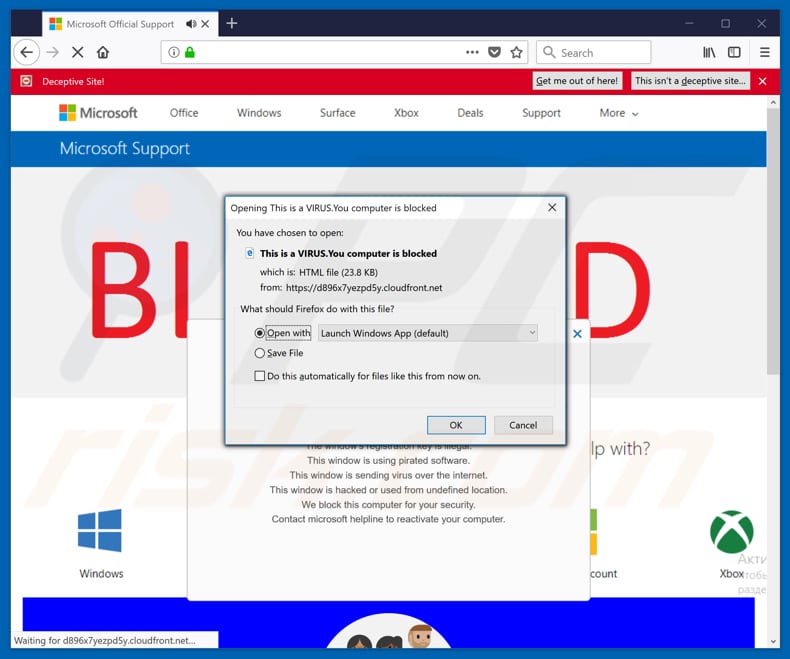 exemplo de uma fraude de suporte técnico