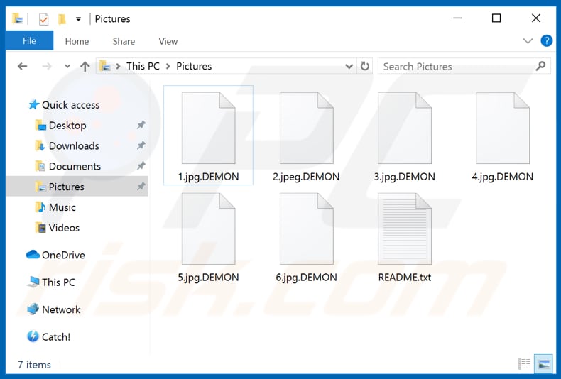 Ficheiros encriptados pelo ransomware DEMON (.extensão DEMON)