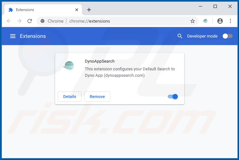 Remoção de extensões do Google Chrome relacionadas ao dynoappsearch.com