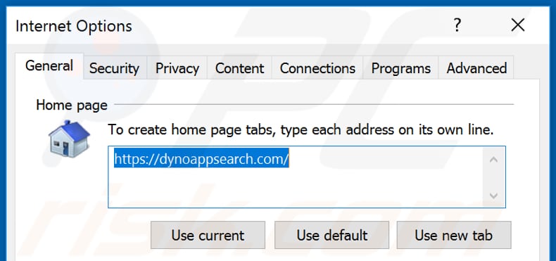 Removendo o dynoappsearch.com da página inicial do Internet Explorer