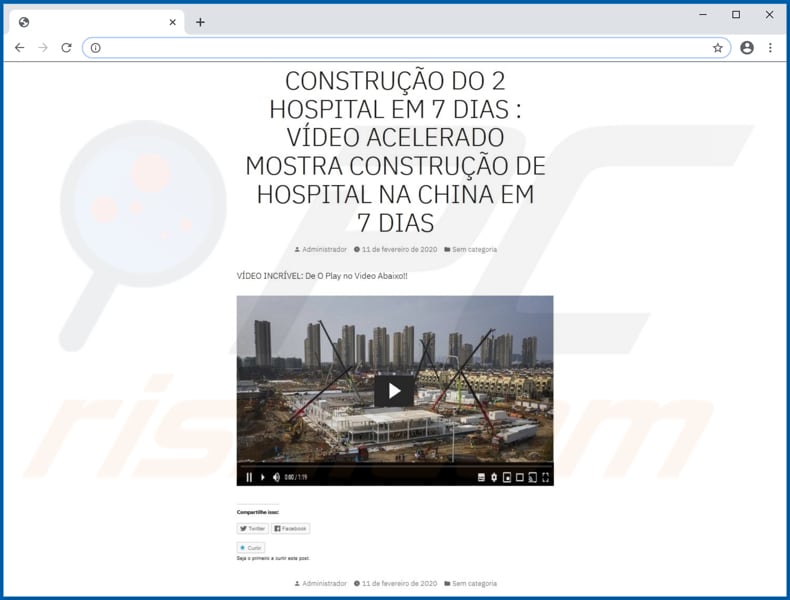 website concebido para descarregar ficheiro zip com executável malicioso no interior