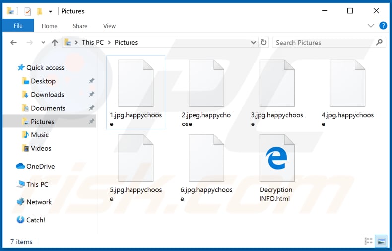Ficheiros encriptados pelo ransomware Happychoose (extensão .happychoose)