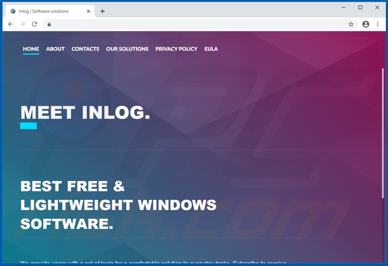 Site que promove o navegador InLog