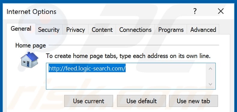 Removendo o feed.logic-search.com da página inicial do Internet Explorer