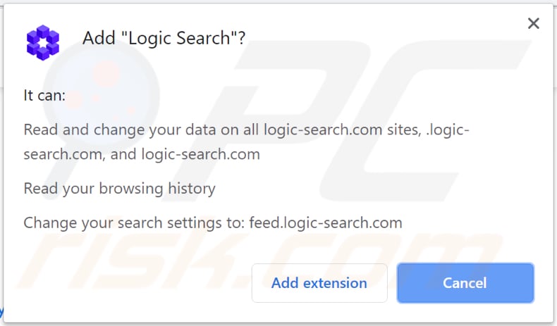 sequestrador de navegador de pesquisa lógica pede permissão para ler e alterar dados