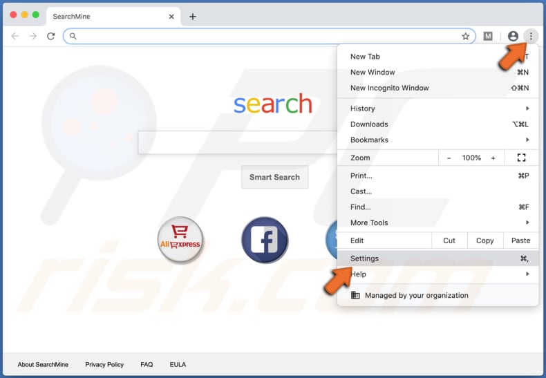 remover Managed by your organization chrome passo 1