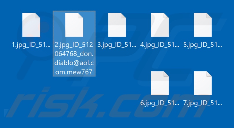 Ficheiros encriptados pelo Mew767 ransomware (extensão .mew767)