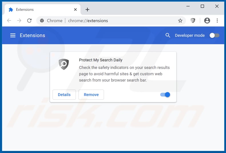 Remoção de extensões do Google Chrome relacionadas a protectmysearchdaily.com