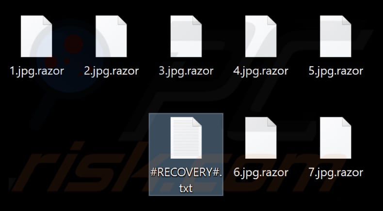 Ficheiros encriptados pelo ransomware Razor (extensão .razor)