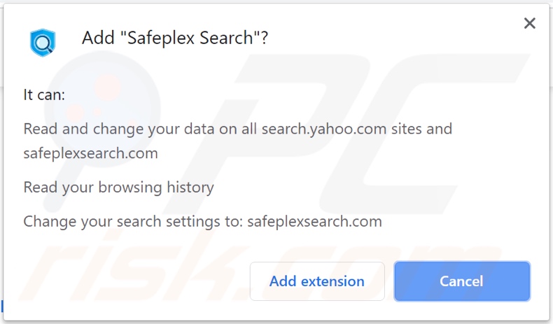 Sequestrador de navegador de Safeplex Search a pedir permissões (Chrome)