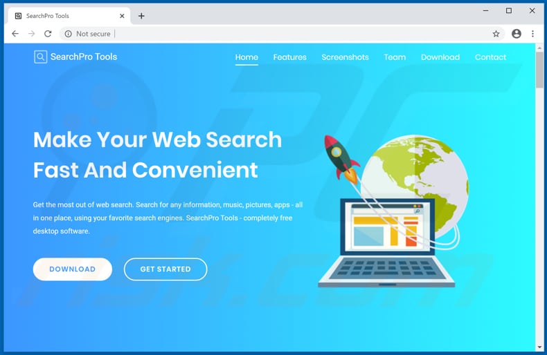 página de descarregamento do adware searchpro tools