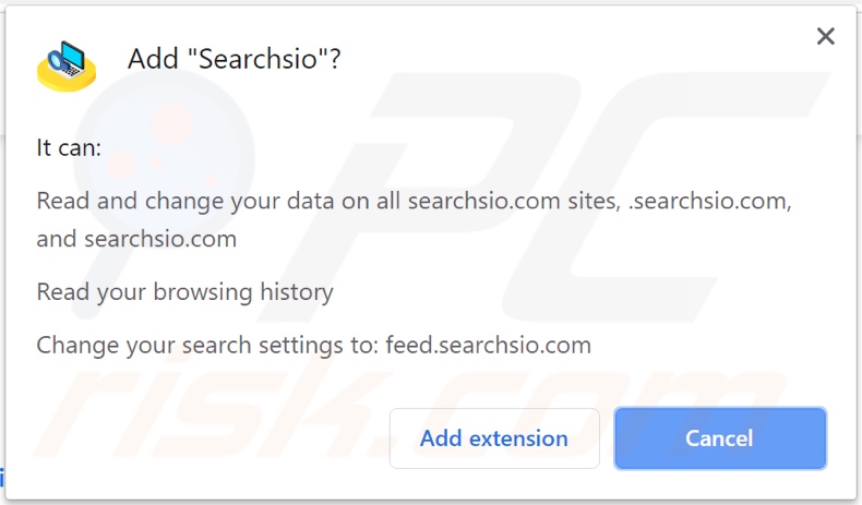 Sequestrador de navegador Searchsio a pedir várias permissões