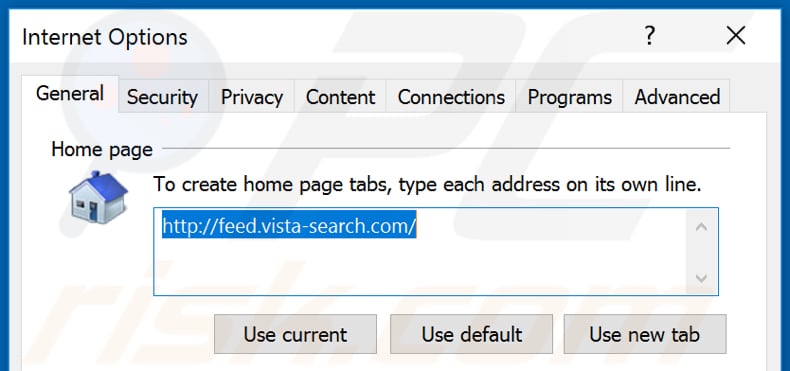 Removendo o feed.vista-search.com da página inicial do Internet Explorer