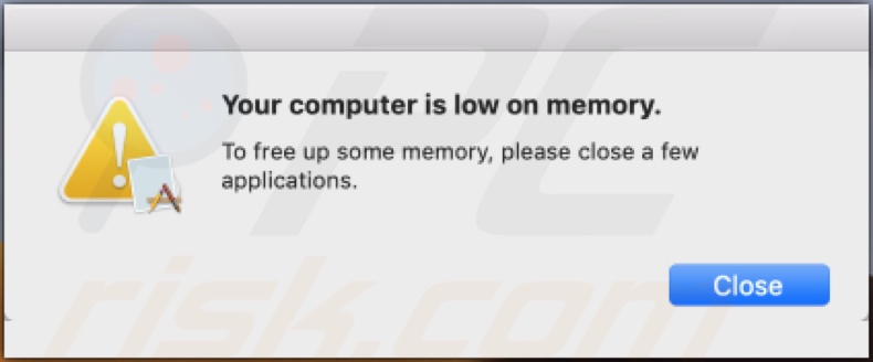 fraude Your computer is low on memory