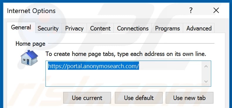 Removendo o feed.anonymosearch.com da página inicial do Internet Explorer