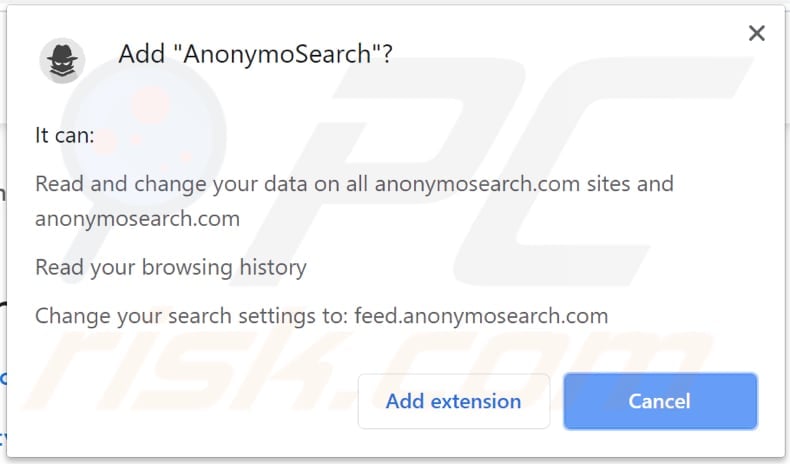 Sequestrador de navegador anonymosearch pede permissão para ser instalado