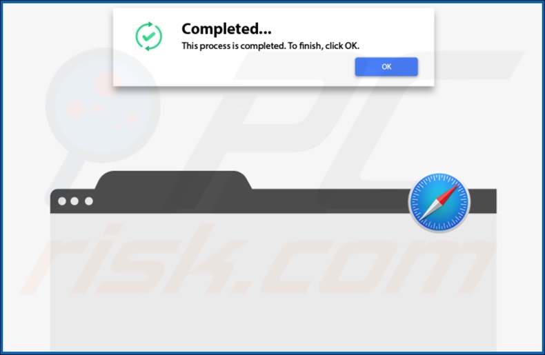 pop-up exibido quando a instalação do BrowserProduct for concluída