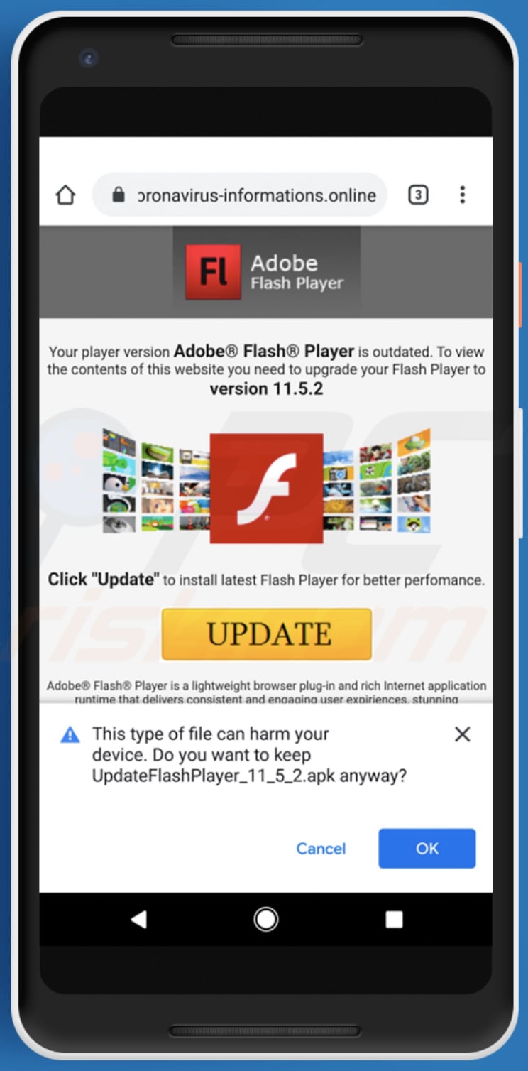 atualização falsa do flash do trojan bancário cerberus