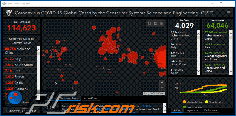 Aparência de Trojan do Corona-Virus-Map.com (GIF)