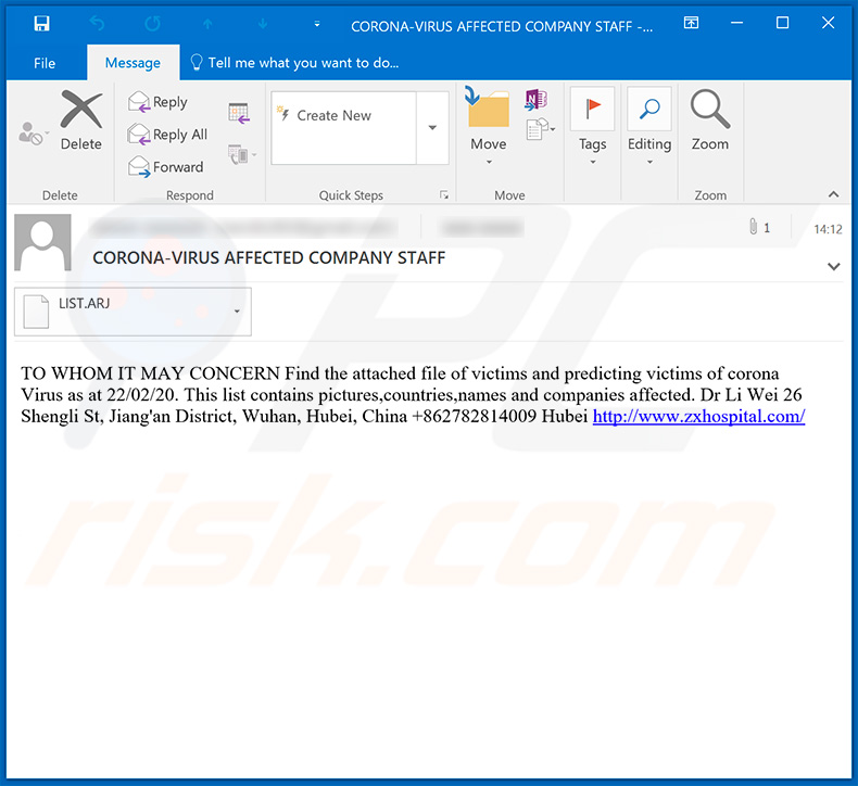 Spam de email relacionado ao coronavírus usado para distribuir o Trojan do FormBook