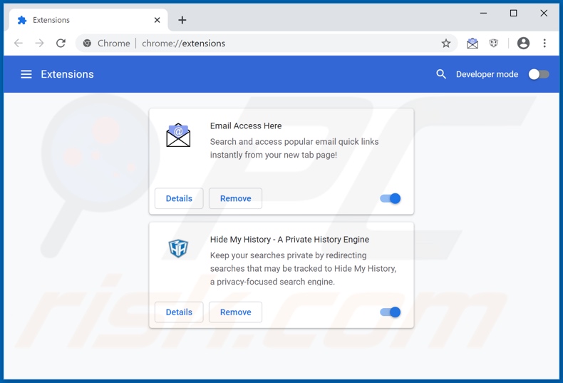 Removendo as extensões relacionadas ao hp.hemailaccesshere.com do Google Chrome