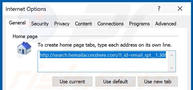 Removendo o hp.hemailaccesshere.com da página inicial do Internet Explorer